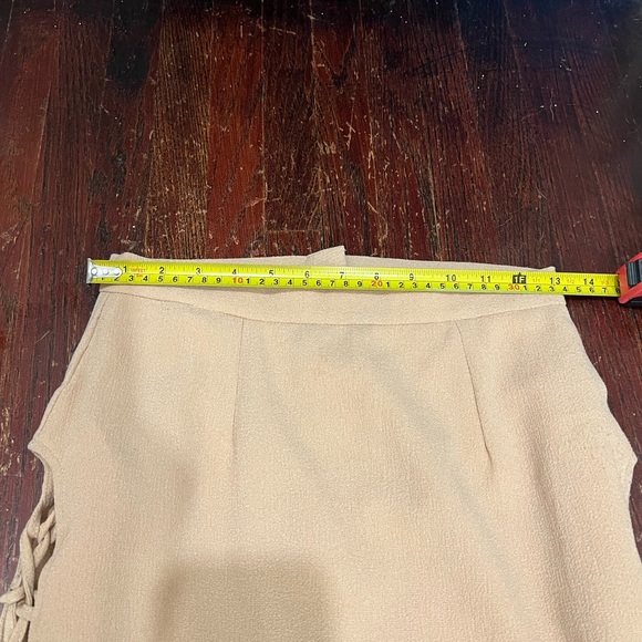 Beige maxi skirt with built in mini skirt tie up slits - Picture 6 of 8